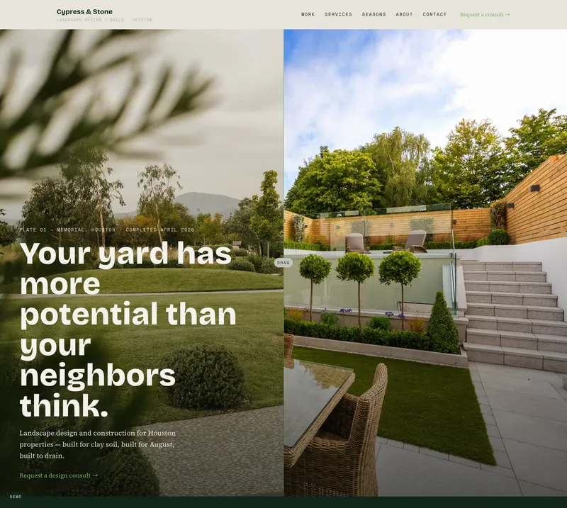 Cypress & Stone Landscape demo website