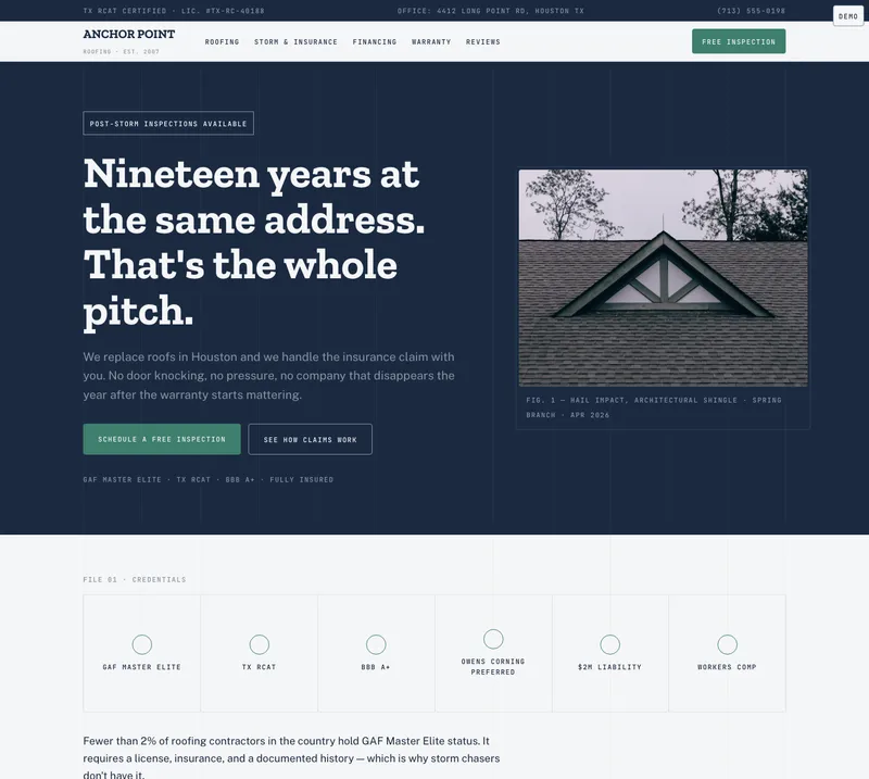 Anchor Point Roofing demo website